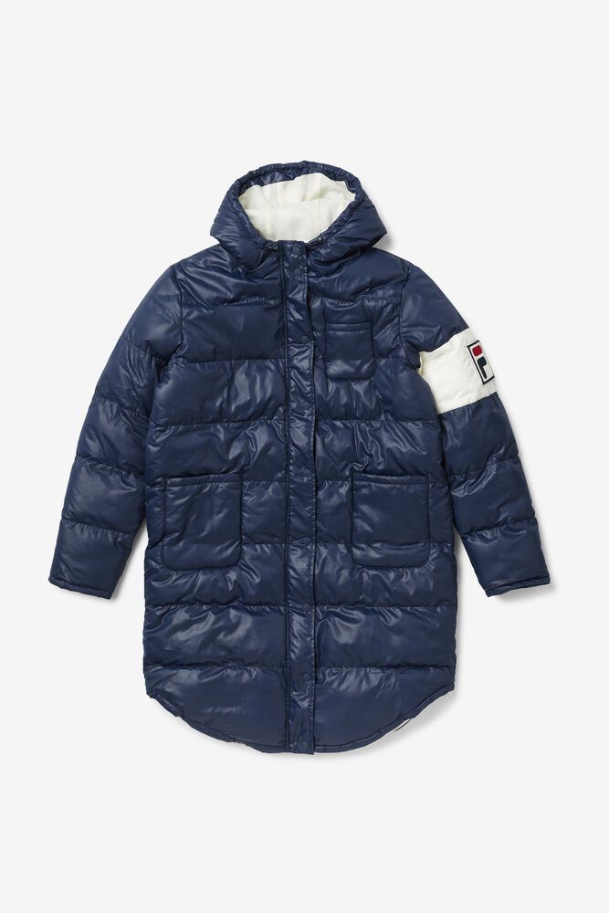 Fila Bunda Damske Luisa Quilted Puffer Coat Námornícka Modrá - SZLBI4862